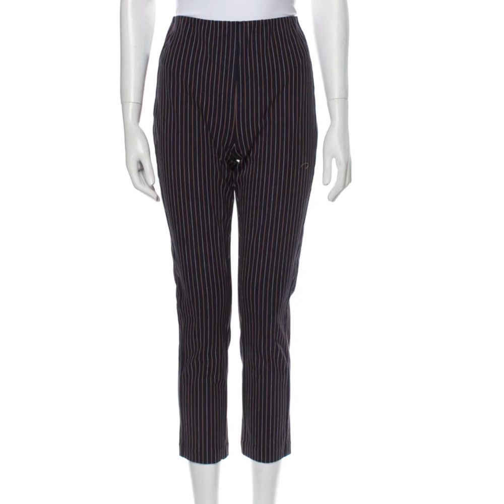 Derek Lam 10 Crosby mid rise striped Straight Leg cropped Pants‎